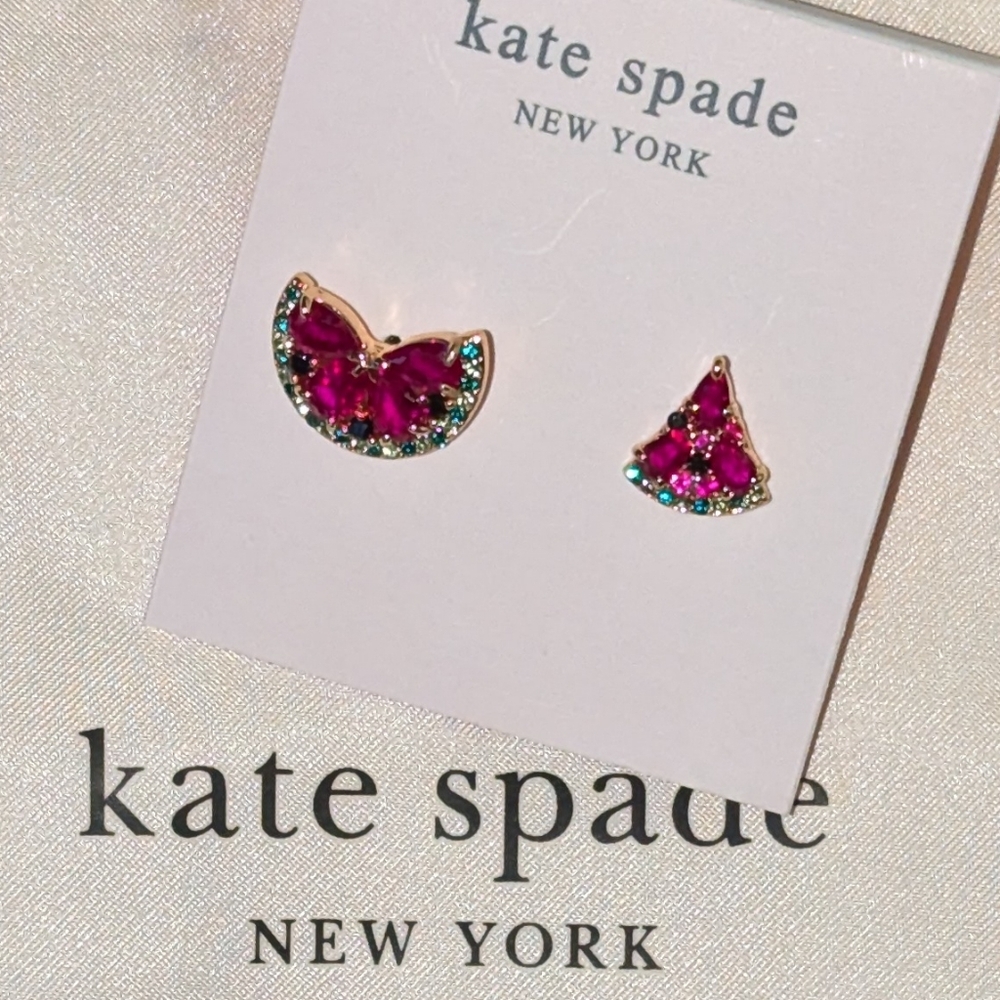 NWT Kate Spade 🍉 🍉 Watermelon Earrings - Asymmetrical Studs🍉